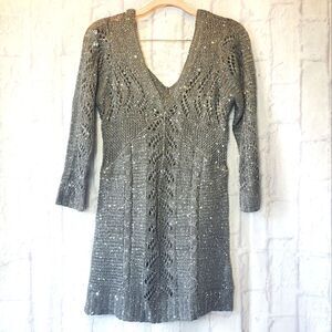 STUDIO Y Loose Knit Sequin Tunic Sweater